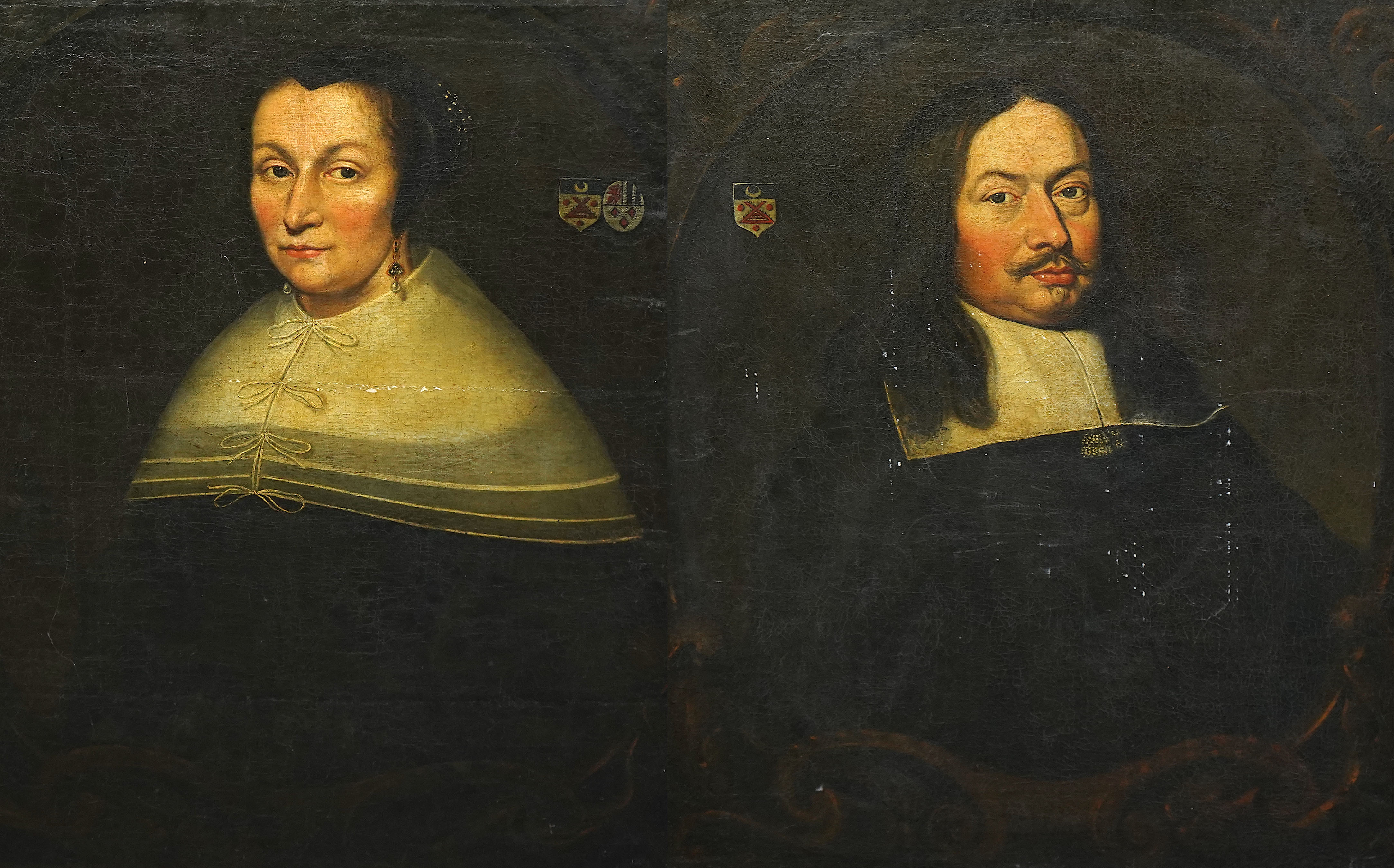 Attributed to Jan Albertsz Rootius (Dutch, 1624-1666), Half length portraits of a nobleman and his wife, oils on canvas, a pair, 82 x 69cm